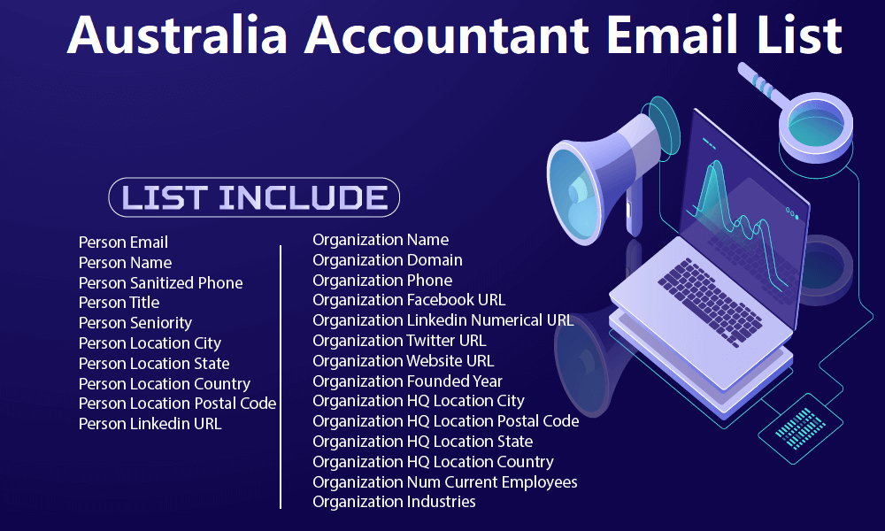 Lista de e-mail do contador da Austrália