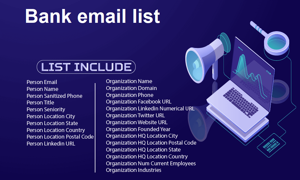 Lista de e-mail do banco