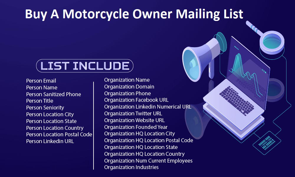 Купете пощенски списък със собственик на мотоциклети