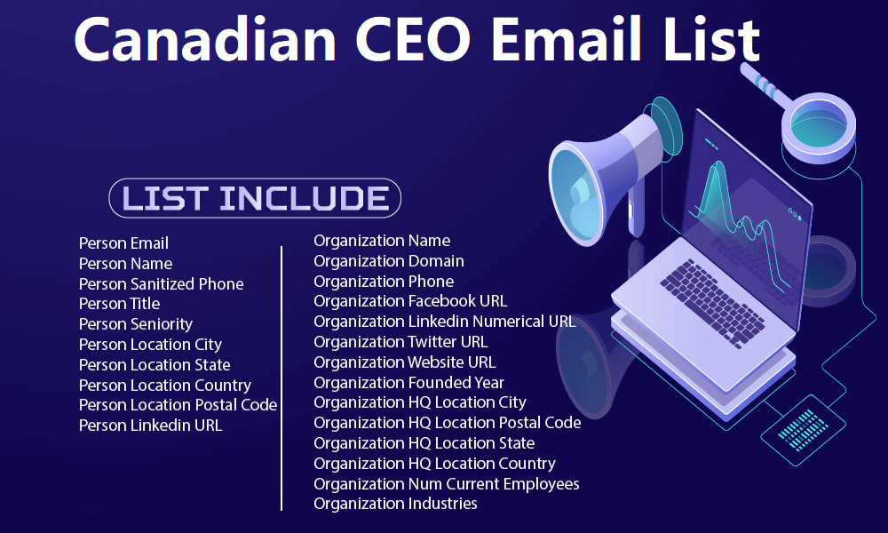 Senarai E-mel Ketua Pegawai Eksekutif Kanada