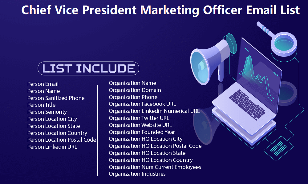 Liste de courrier électronique du vice-président en chef du marketing