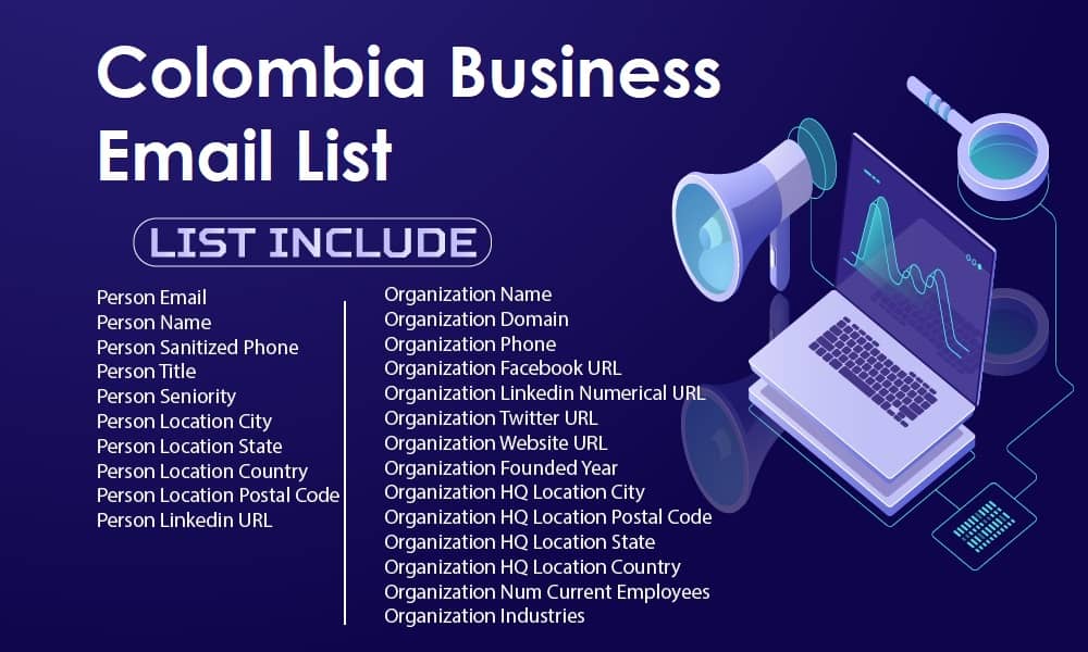 Liste de courrier électronique des entreprises en Colombie