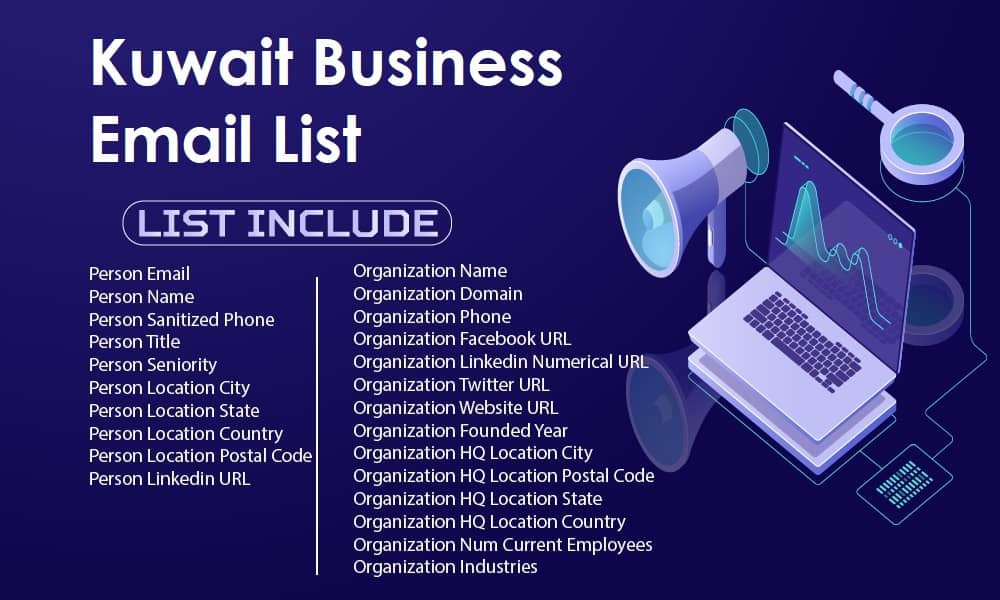Lista de e-mails comerciais do Kuwait
