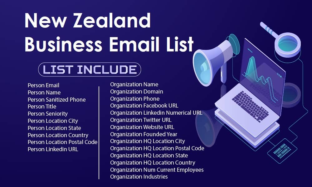 Jaunzēlandes uzņēmumu e-pasta saraksts