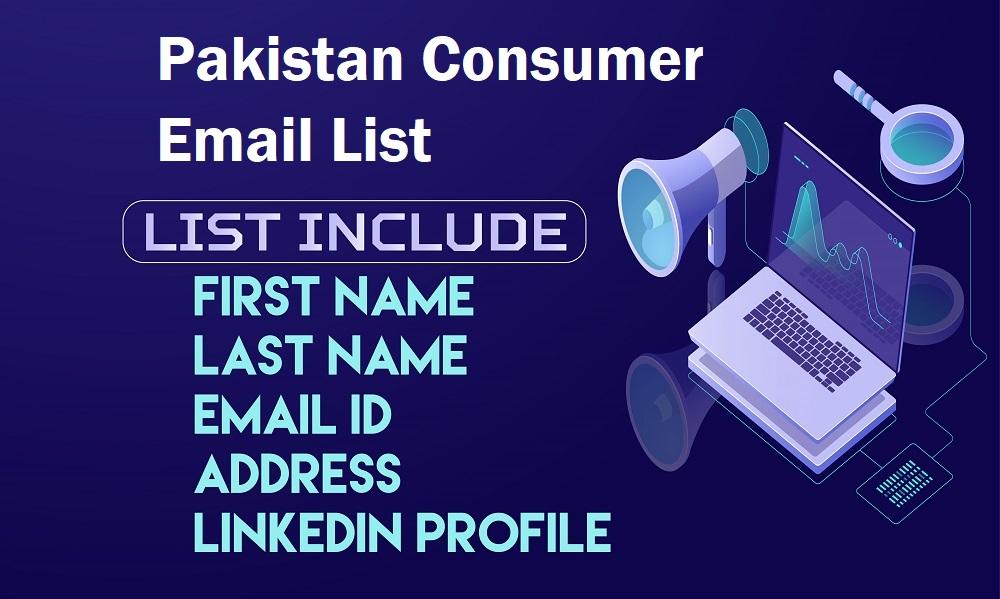 Elenco email dei consumatori pakistani