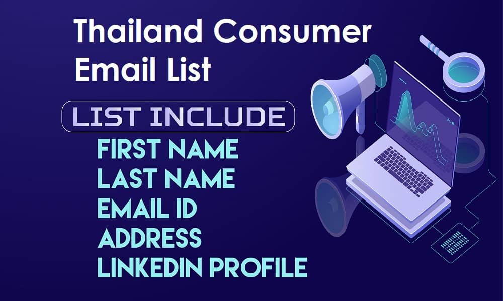 Lista de e-mail do consumidor da Tailândia